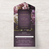Elegant Maximalist Purple Floral Wedding オールインワン招待状 (内側)