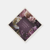 Elegant Maximalist Purple Floral Wedding スタンダードカクテルナプキン (角)