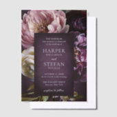 Elegant Maximalist Purple Floral Wedding ベラム紙招待状 (オフセット)