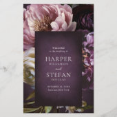 Elegant Maximalist Purple Floral Wedding Program (正面)
