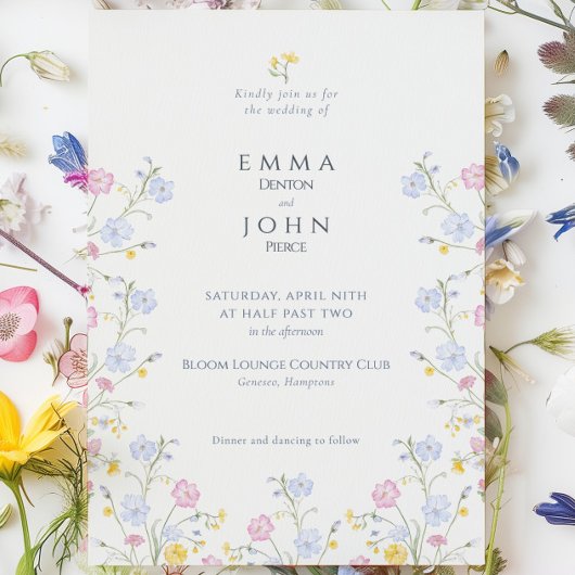 Elegant Meadow Wildflower Garden Wedding 招待状