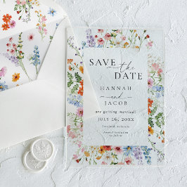 Elegant Meadow Wildflower Wedding Save the Date アクリル招待状