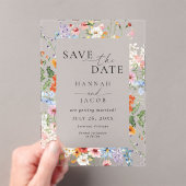 Elegant Meadow Wildflower Wedding Save the Date アクリル招待状 (インサイチュ (ポータブル))
