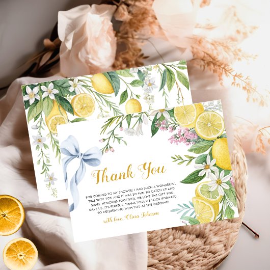 Elegant Mediterranean Bridal Shower Thank You Card サンキューカード