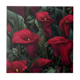 Elegant Mediterranean Calle Lilies Tiles  タイル