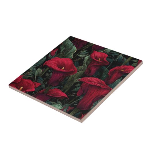 Elegant Mediterranean Calle Lilies Tiles タイル (側面)