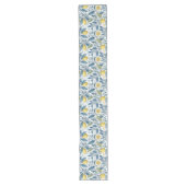 Elegant Mediterranean Lemon Botanical Navy ロングテーブルランナー (正面)