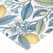 Elegant Mediterranean Lemon Botanical Navy ロングテーブルランナー (コーナー)