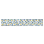 Elegant Mediterranean Lemon Botanical Navy ロングテーブルランナー (横)