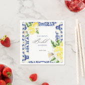 Elegant Mediterranean Lemon Floral Bridal Shower スタンダードカクテルナプキン (インサイチュ)
