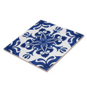 Elegant Mediterranean Navy Blue White Pattern タイル (側面)