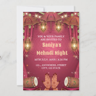 Elegant Mehndi Night Ceremony Invitation 招待状