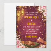 Elegant Mehndi Night Ceremony Invitation 招待状 (正面/裏面)