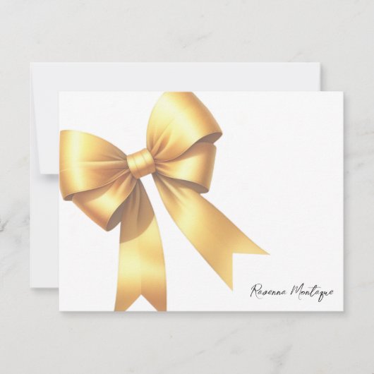 Elegant Mellow Yellow Bow Stationery Note Card ノートカード (正面)
