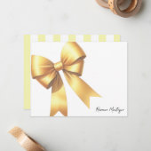 Elegant Mellow Yellow Bow Stationery Note Card ノートカード (正面/裏面インサイチュ)