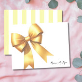 Elegant Mellow Yellow Bow Stationery Note Card ノートカード