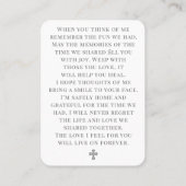 Elegant Memorial Photo Cross Prayer Card 名刺 (裏面)