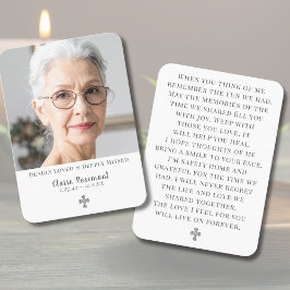 Elegant Memorial Photo Cross Prayer Card 名刺