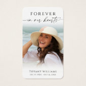 Elegant Memorial Photo Forever Hearts Prayer Card (正面)