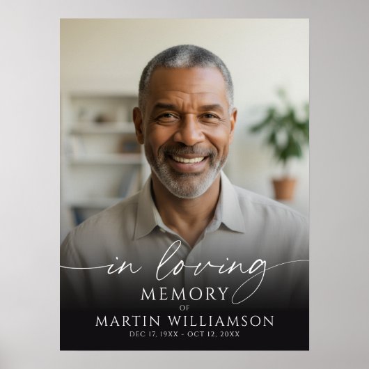 Elegant Memorial Photo Script Welcome Sign ポスター (正面)