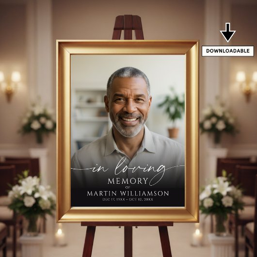 Elegant Memorial Photo Script Welcome Sign ポスター