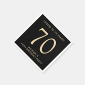 Elegant Mens Black Gold 70th Birthday Party スタンダードカクテルナプキン (角)