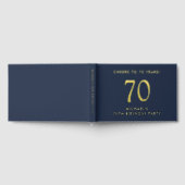 Elegant Mens Blue 70th Birthday Party ゲストブック (全面)