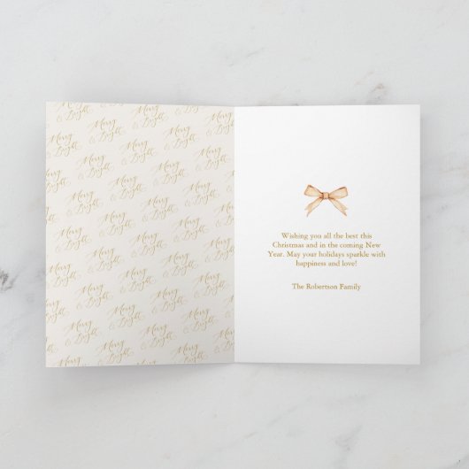 Elegant Merry & Bright Gold Script Christmas シーズンカード (内部)