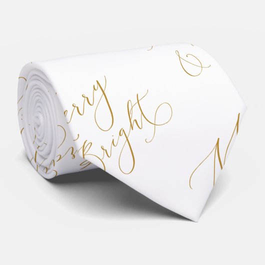 Elegant Merry & Bright Gold Script Tie ネクタイ (ロール)