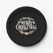 elegant Merry Christmas ペーパープレート (正面)
