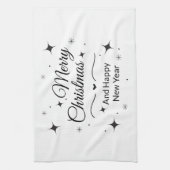 Elegant Merry Christmas and Happy New Year キッチンタオル (縦)
