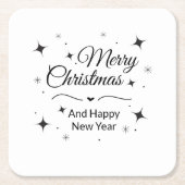 Elegant Merry Christmas and Happy New Year スクエアペーパーコースター (正面)