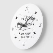 Elegant Merry Christmas and Happy New Year  ラージ壁時計 (傾斜)
