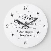 Elegant Merry Christmas and Happy New Year  ラージ壁時計 (正面)