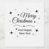 Elegant Merry Christmas and Happy New Year  ワインラベル (シングルラベル)