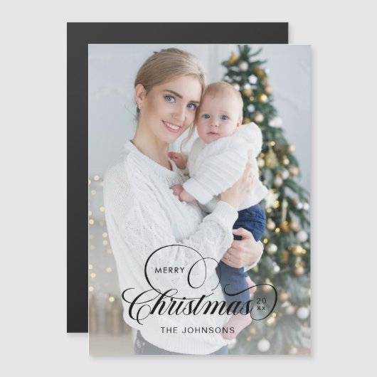 Elegant Merry Christmas Calligraphy 1-Photo (正面/裏面)