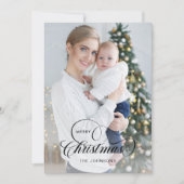 Elegant Merry Christmas Calligraphy 1-Photo シーズンカード (正面)