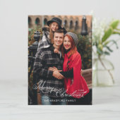 Elegant Merry Christmas Calligraphy 1-Photo シーズンカード (スタンド正面)