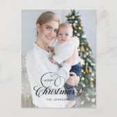 Elegant Merry Christmas Calligraphy 1-Photo シーズンポストカード (正面)