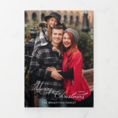 Elegant Merry Christmas Calligraphy 1-Photo 三つ折りカード (カバー)