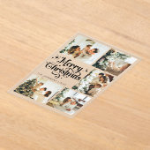 Elegant Merry Christmas Card Family Photo Collage アクリル招待状 (レイダウン)