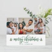Elegant Merry Christmas Family 3 Photos Flat Card シーズンカード (スタンド正面)