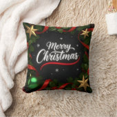 Elegant Merry Christmas Festive Throw Pillow クッション (ブランケット)