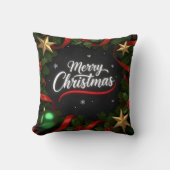Elegant Merry Christmas Festive Throw Pillow クッション (正面)