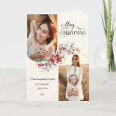 Elegant Merry Christmas Floral Gold Arch 2-Photo シーズンカード (正面)
