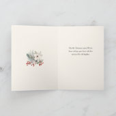 Elegant Merry Christmas Floral Gold Arch 2-Photo シーズンカード (内部)