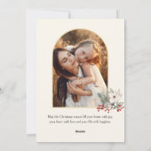 Elegant Merry Christmas Floral Gold Arch 2-Photo シーズンカード (裏面)