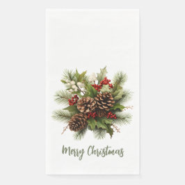 Elegant Merry Christmas Garland Paper Guest Towels