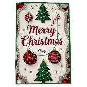 Elegant Merry Christmas Gift Bag ミディアムペーパーバッグ (正面)