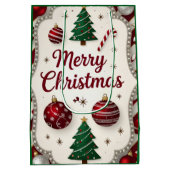 Elegant Merry Christmas Gift Bag ミディアムペーパーバッグ (裏面)
